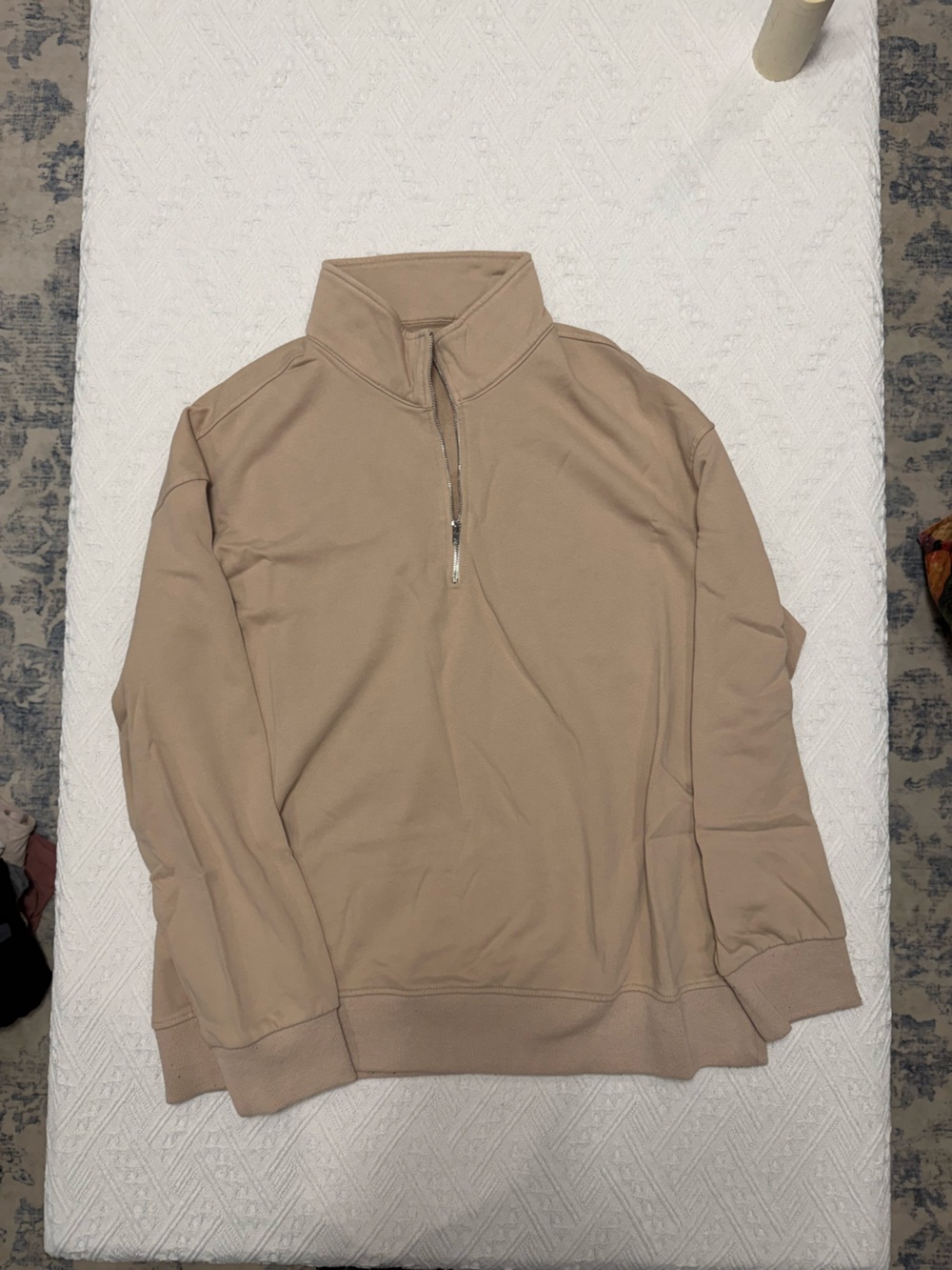 Men's Zip-Up Sweater Pullover - Beige